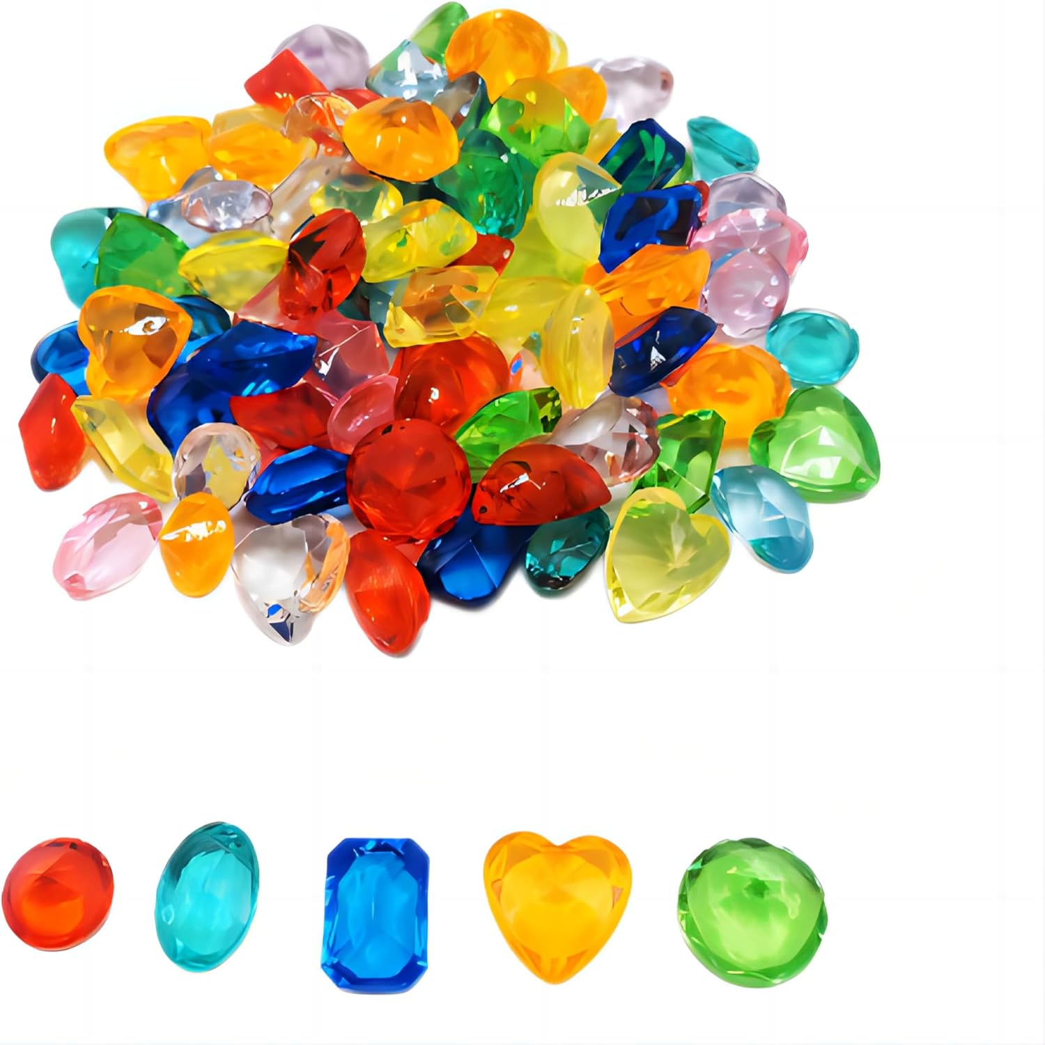 150 diamantes de imitación acrílicos para bricolaje para tesoros de niños, piedras preciosas arqueológicas para relleno de jarrones, fiestas,