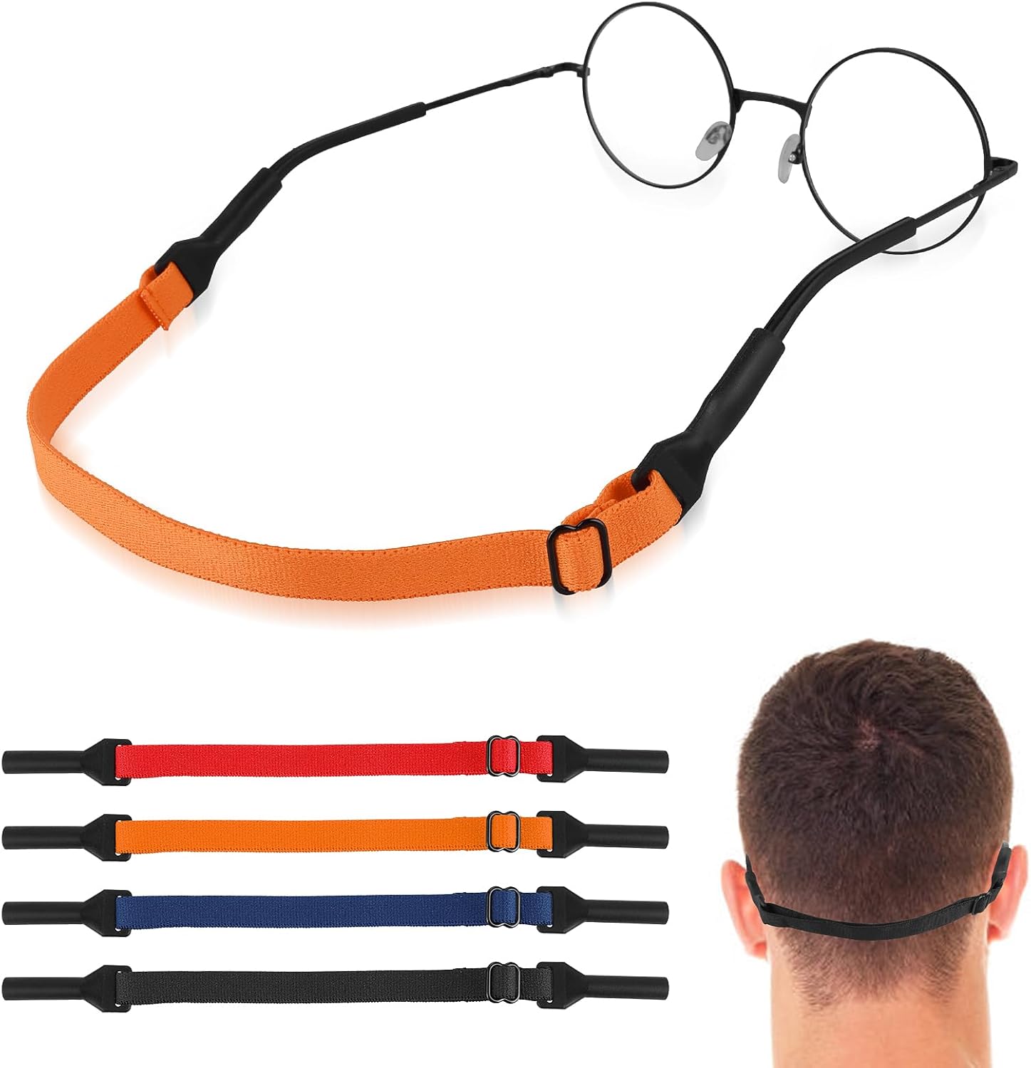 Amabro Correas ajustables para gafas, 4 soportes para lentes de sol, correa para lentes de sol, retenedor universal para gafas, unisex, sin cola,