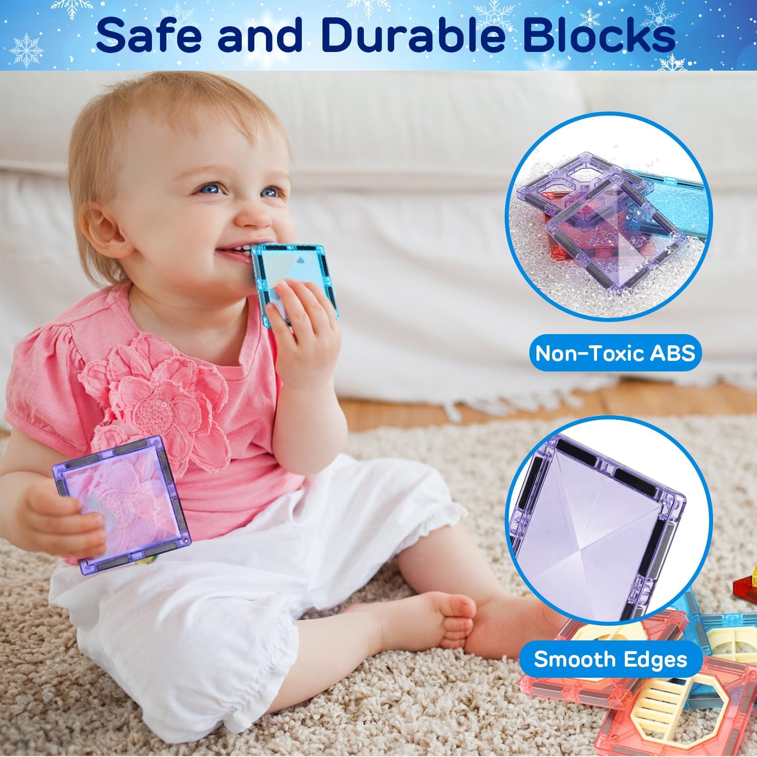 TOY Life Azulejos magnéticos para niños de 3 a 5 años, 46 piezas de bloques magnéticos para niños de 3 a 5 años, juguetes de construcción