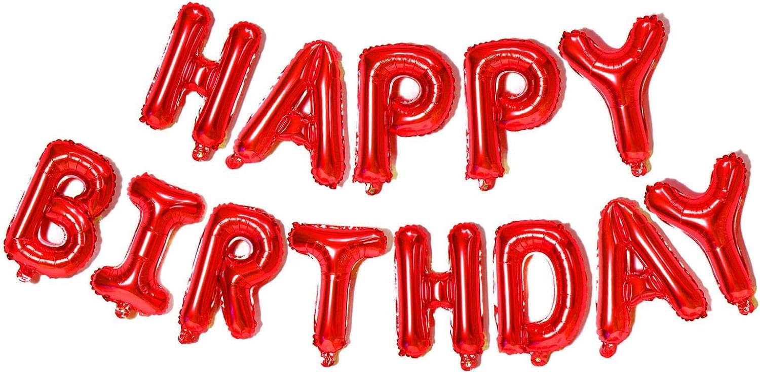 Cartel de globos rojos de feliz cumpleaños, letrero de letras de papel de aluminio de Mylar de 16 pulgadas, globos reutilizables para mujeres,