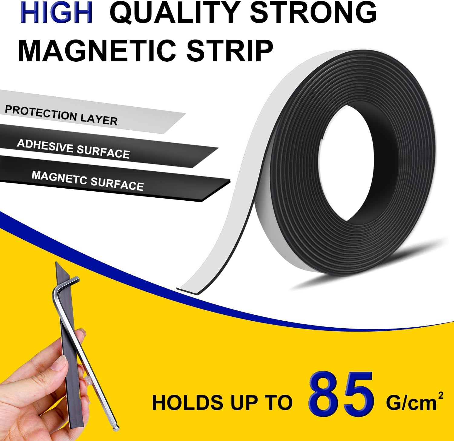 DIYMAG Cinta magnética, 2 rollos de tira magnética con fuerte autoadhesivo y flexible, rollo de cinta magnética para proyectos de manualidades,
