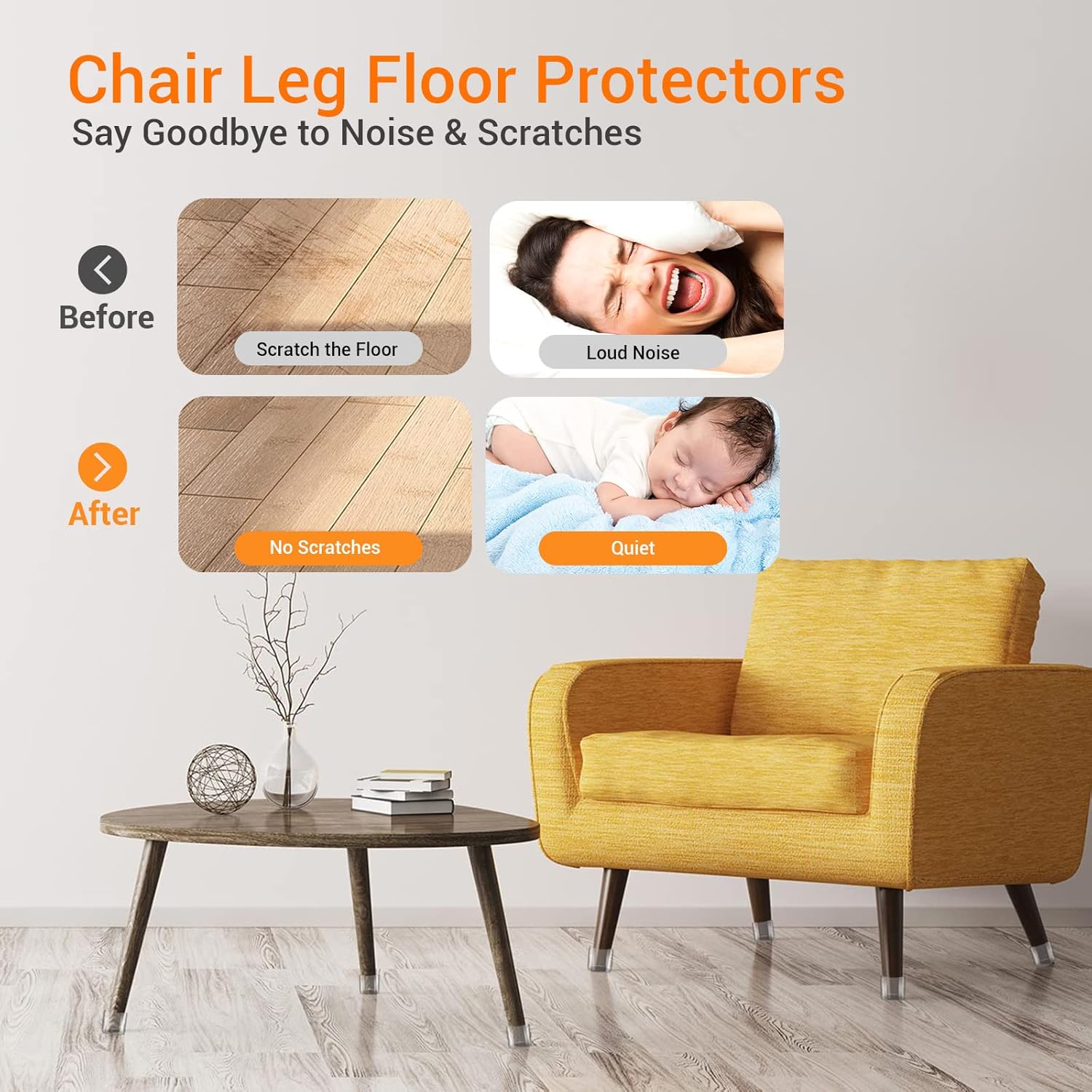 36 protectores cuadrados para patas de silla, almohadillas de fieltro para muebles de madera dura, protectores de patas de silla para suelos de