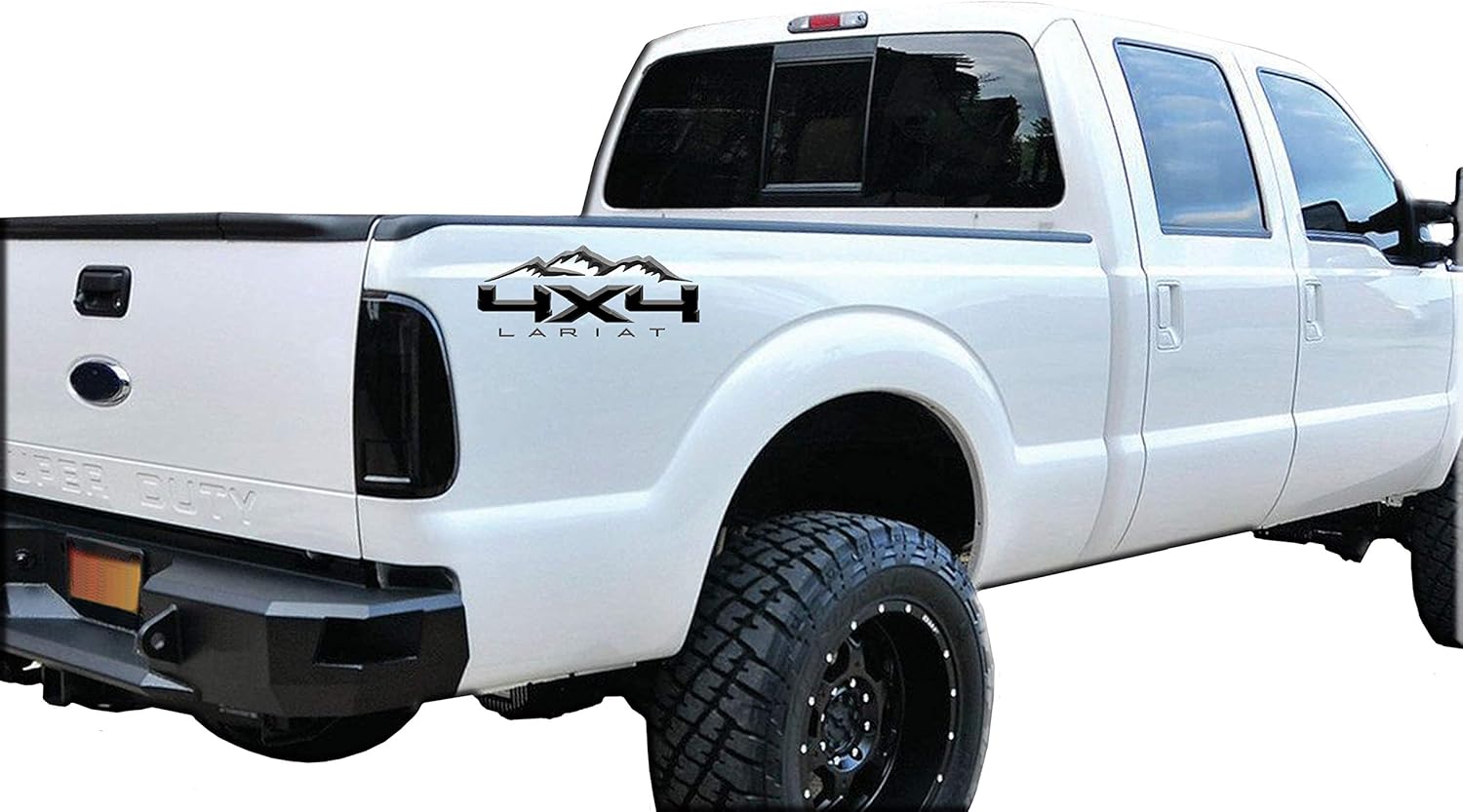 Calcomanía Lariat Mountain de 4 x 4 de color negro brillante para Ford Trucks 2009-2016, 2 calcomanías incluidas de vinilo de liberación de aire