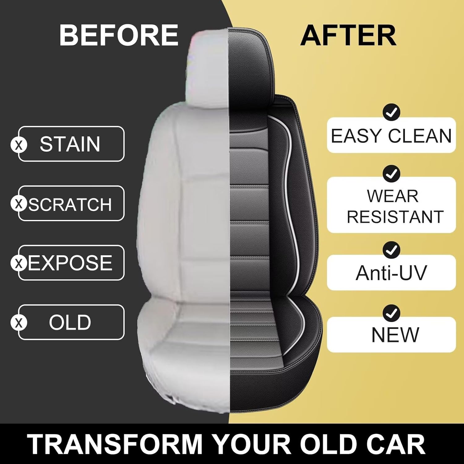 DIKSOAKR Funda de asiento de automóvil para Ford Maverick 2022 2023, protector de asiento de automóvil de lujo de cuero con compatible con bolsa de