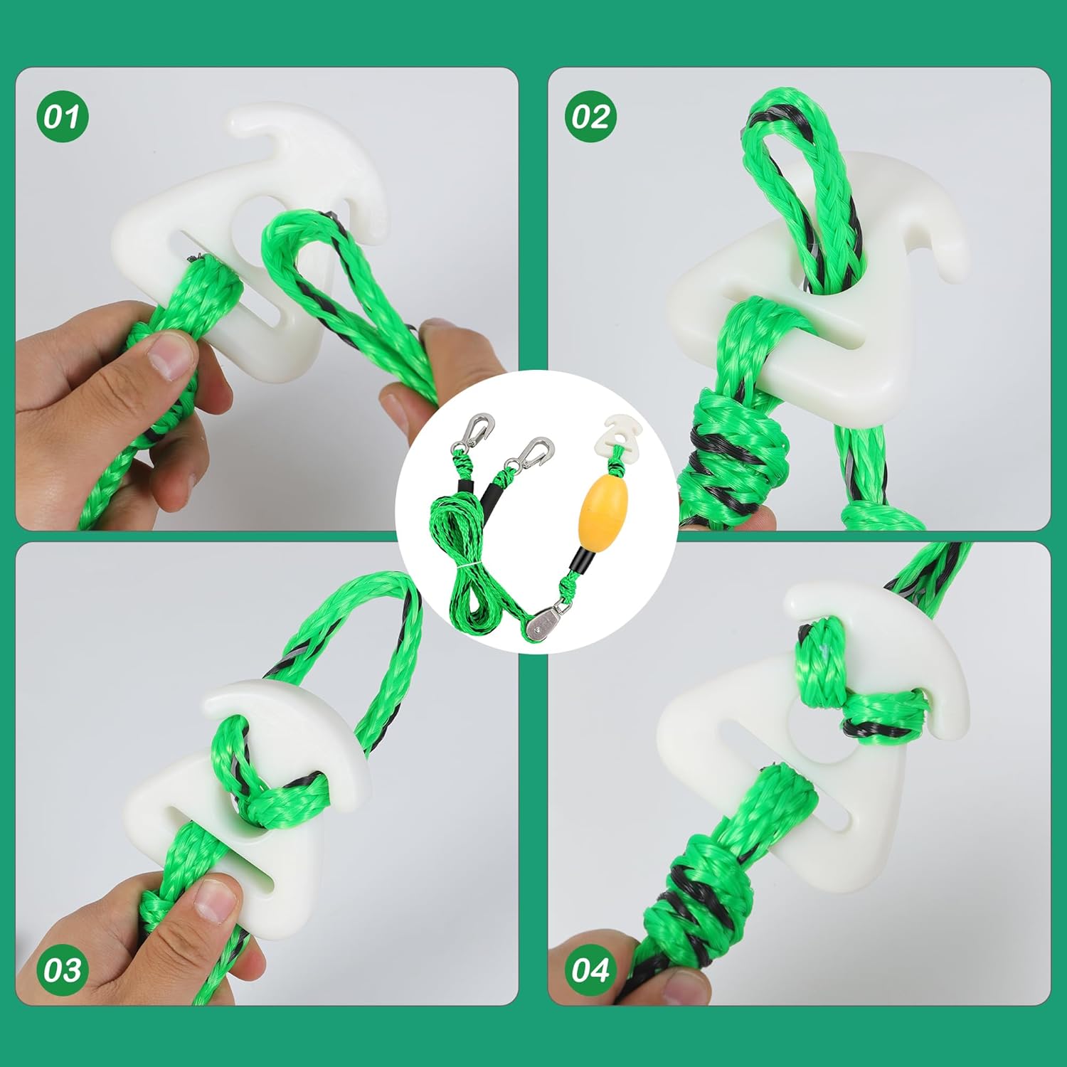Arnés de remolque autocentrante para deportes acuáticos con bola de espuma, arnés de remolque de barco resistente con 2 jinetes permanentes de acero