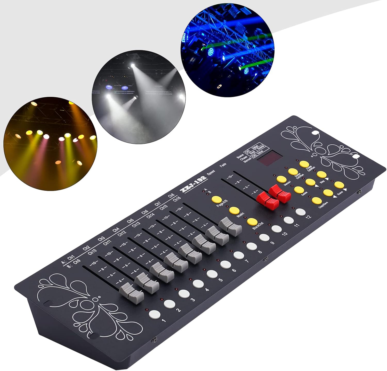 Controlador DMX, consola DMX de 192 canales, programa de controlador de iluminación de escenario, consola de luz fácil para iluminación de escenario