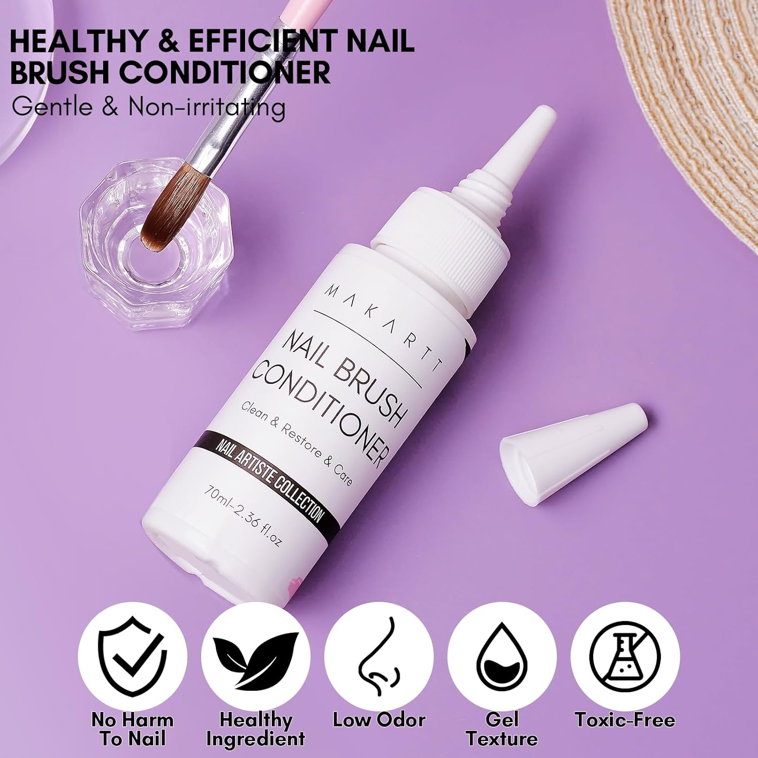 Makartt Cepillos para arte de uñas, acondicionador, limpiador, restaurador y cuidado de cerdas de cepillo, gel limpiador de pinceles acrílico