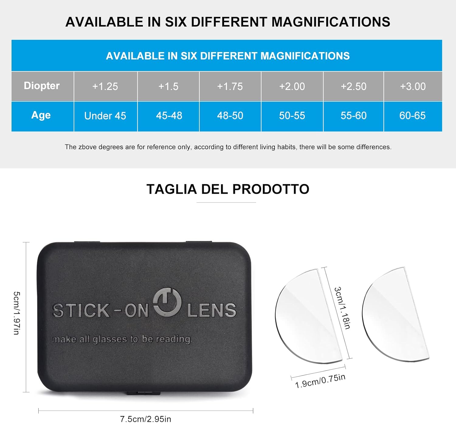 OKH 2 Pack Stick-on Bifocal Lenses, Convert Sunglasses, Goggles, or Glasses into Magnified Readers, Reusable, No Water Needed