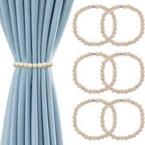 HIASTRA Abrazaderas magnéticas para cortinas con cuentas de madera, soporte de cortina decorativo bohemio, para exteriores, cortinas naturales para HIASTRA Abrazaderas magnéticas para cortinas con cuentas de madera, soporte de cortina decorativo bohemio, para exteriores, cortinas naturales para