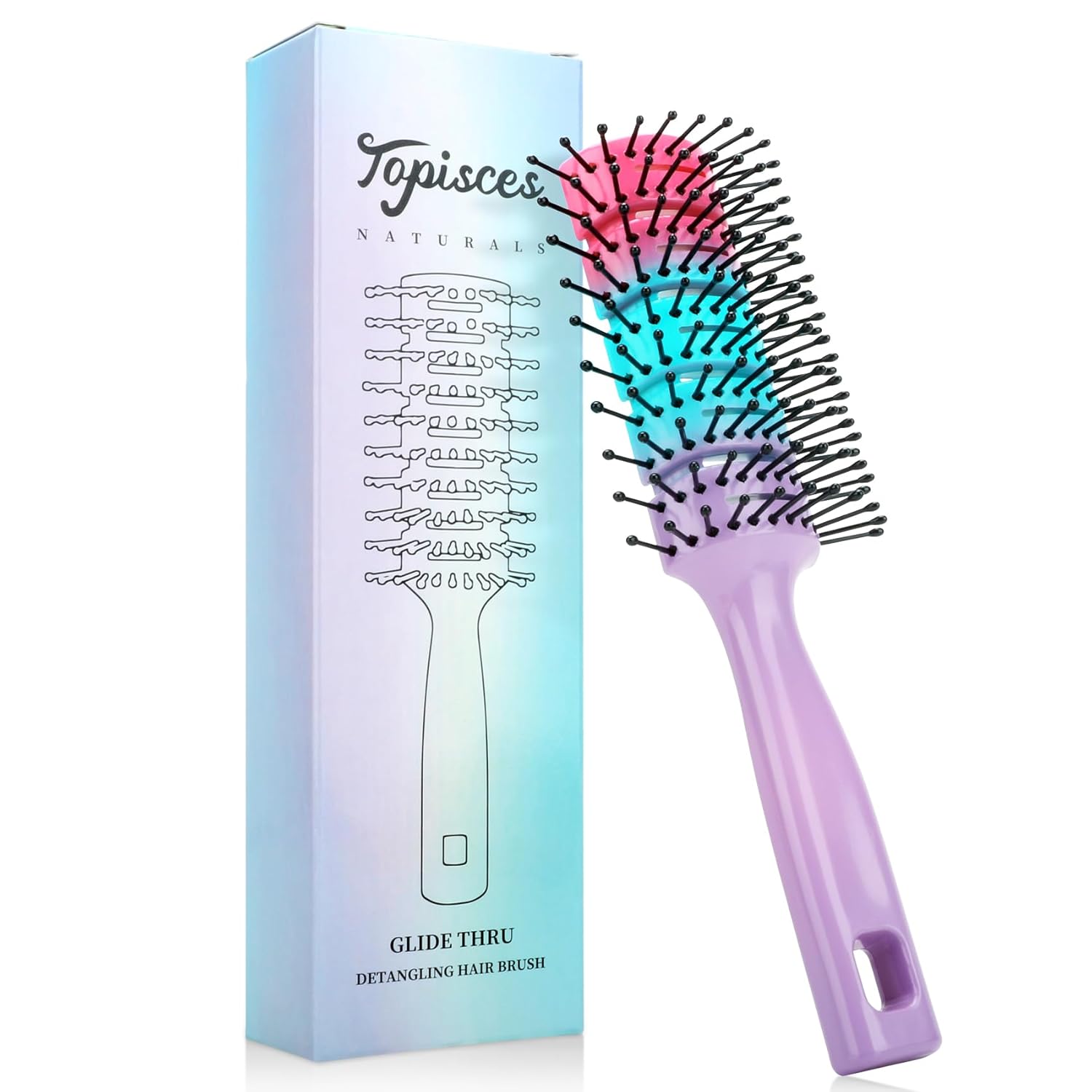 Topisces Cepillo de pelo de ventilación de 11 filas, cepillo ventilado para hombres y mujeres, cepillo desenredante para secar rápidamente, cepillo