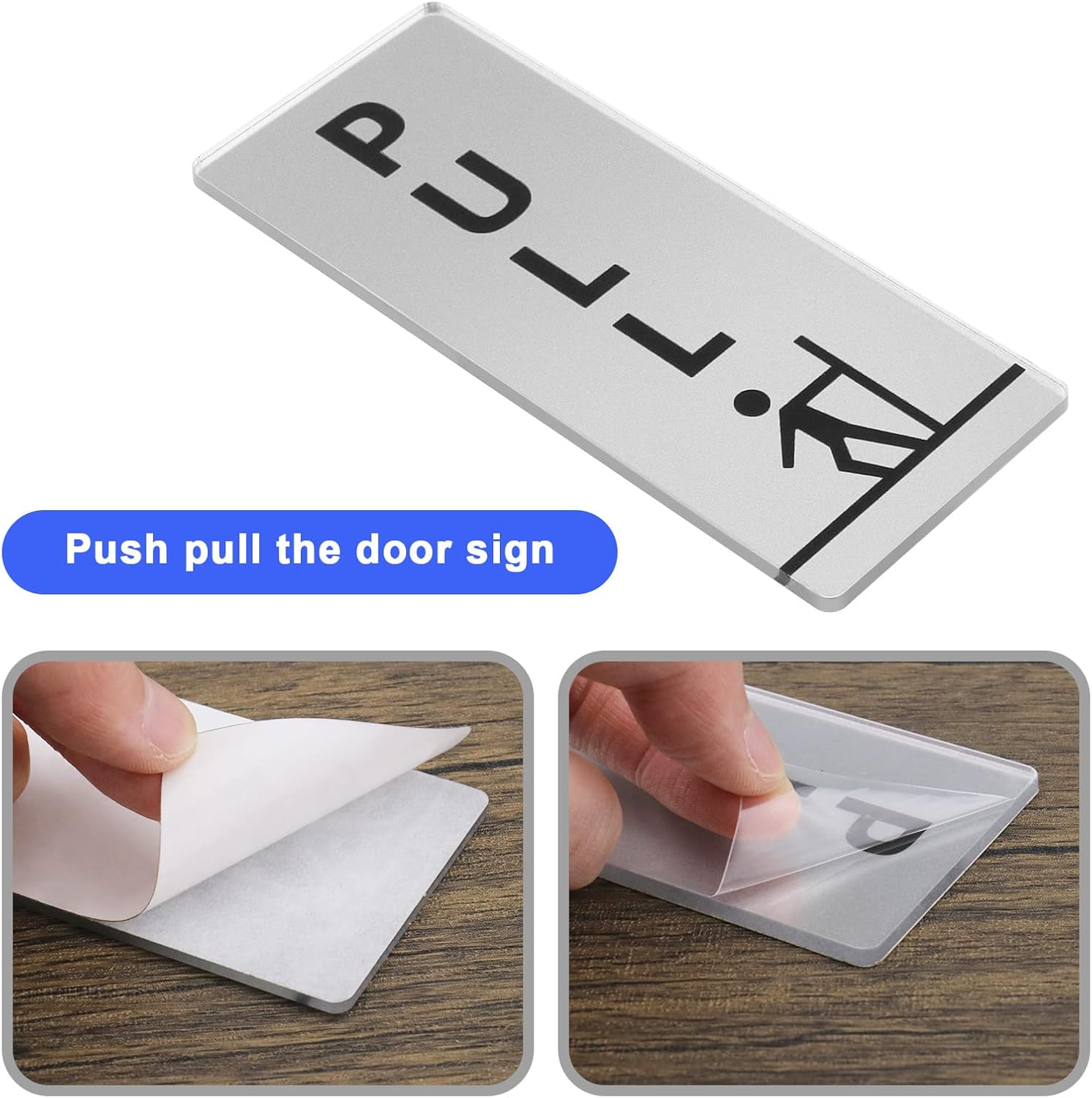 2 pares de letreros de puerta de acrílico para puerta, autoadhesivos, impermeables, estilo vertical para restaurante, bar, hotel, tienda de