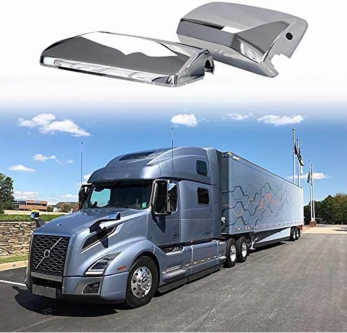 aostirmotor Par de cubiertas cromadas para espejo de puerta para Volvo VNL, cubiertas cromadas para espejos laterales para Volvo VNL VN VNM