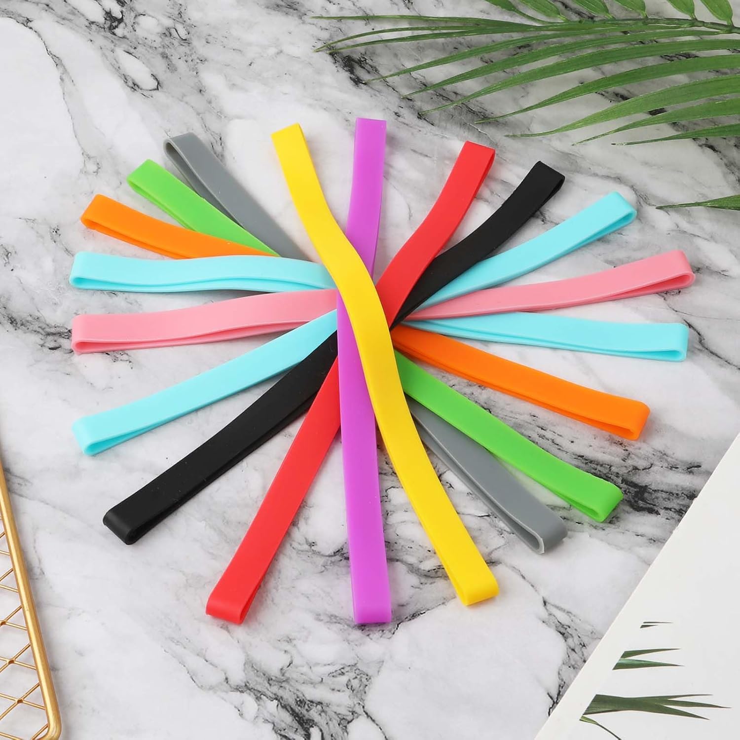 10 bandas de goma, bandas de goma grandes, bandas elásticas multicolores gruesas bandas de goma de silicona reutilizables para el hogar al aire