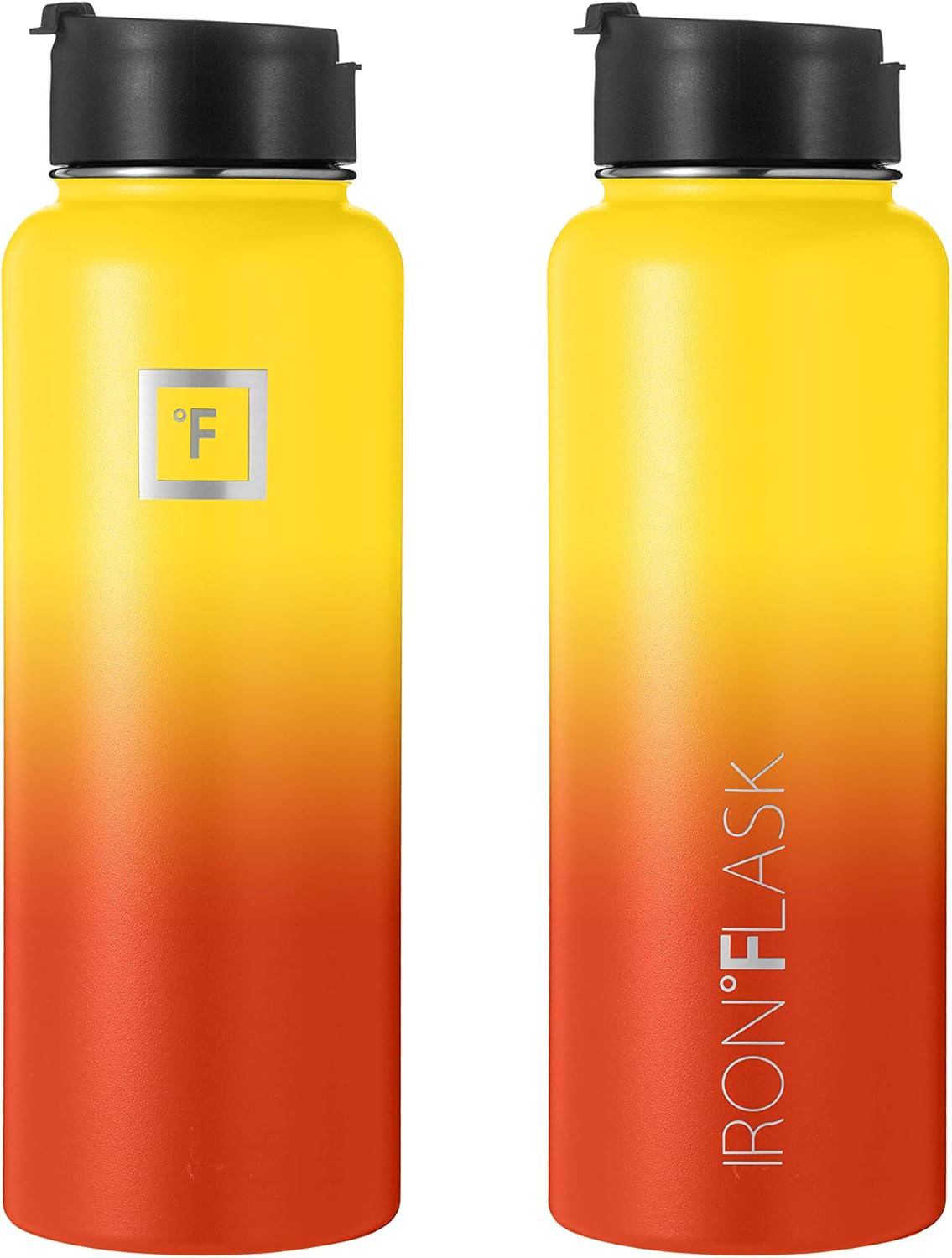 IRON FLASK Botella de agua deportiva de 18 onzas, 3 tapas (tapa con popote), a prueba de fugas, acero inoxidable, para gimnasio y deportes, para