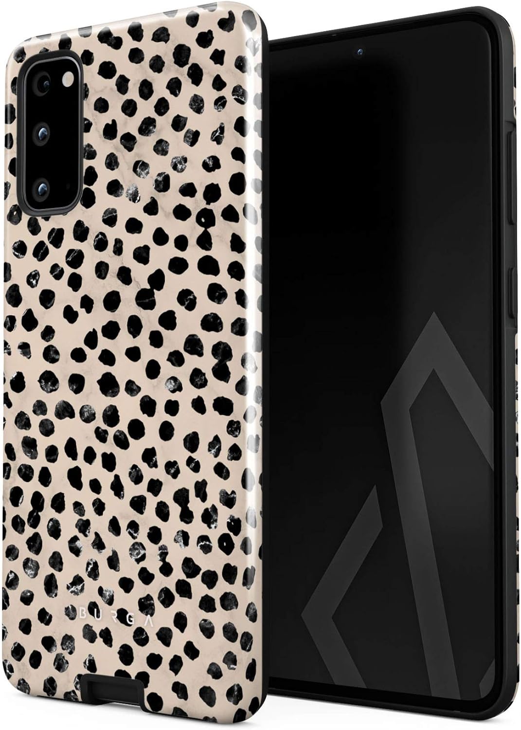 BURGA Funda para teléfono compatible con Samsung Galaxy S20 FE  Carcasa rígida híbrida de 2 capas + funda protectora de silicona  Patrón de lunares