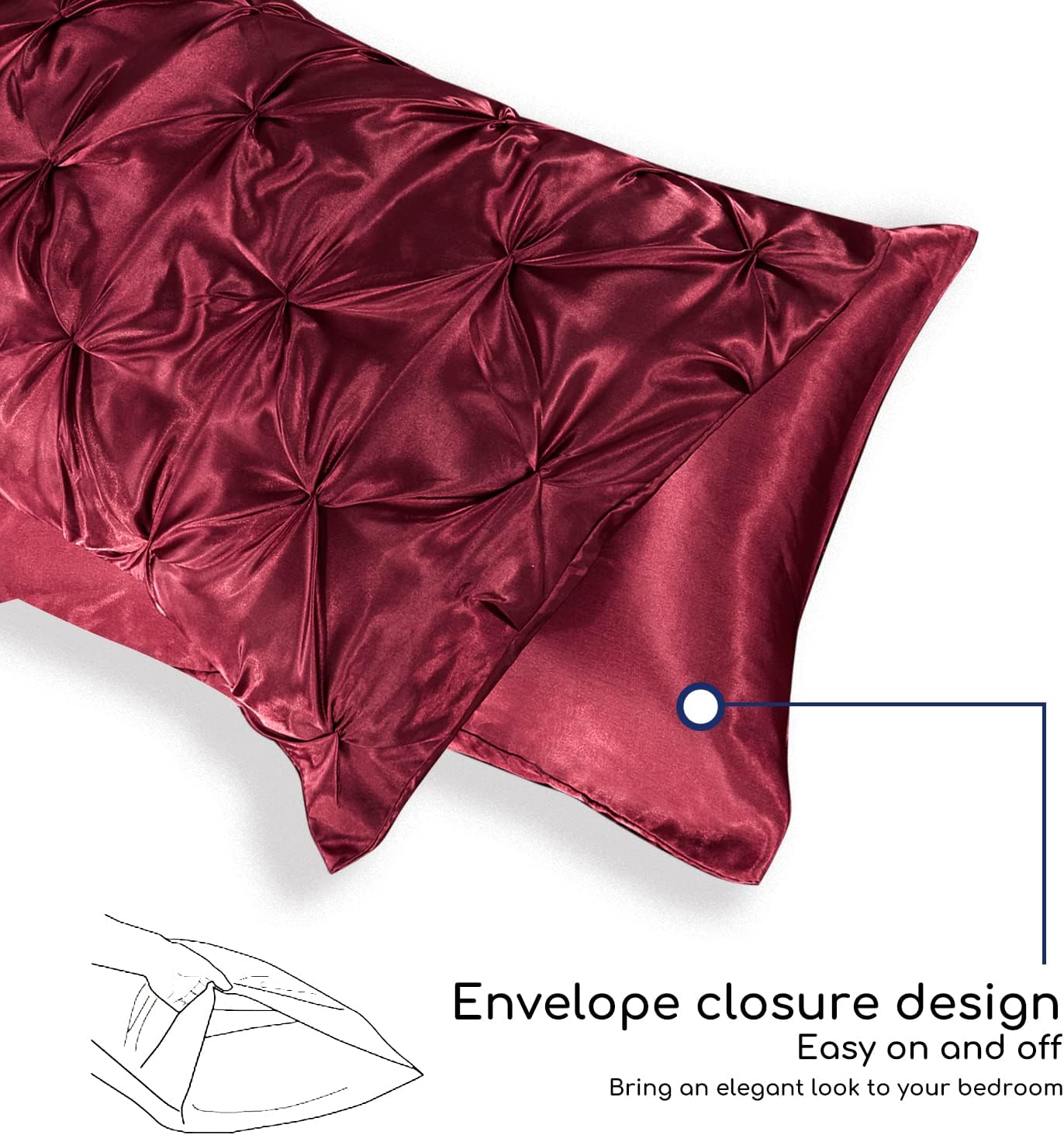 MR&HM Edredón de satén tamaño California King de 8 piezas, lujoso juego de ropa de cama plisada con edredón, sábanas, falda de cama, fundas de