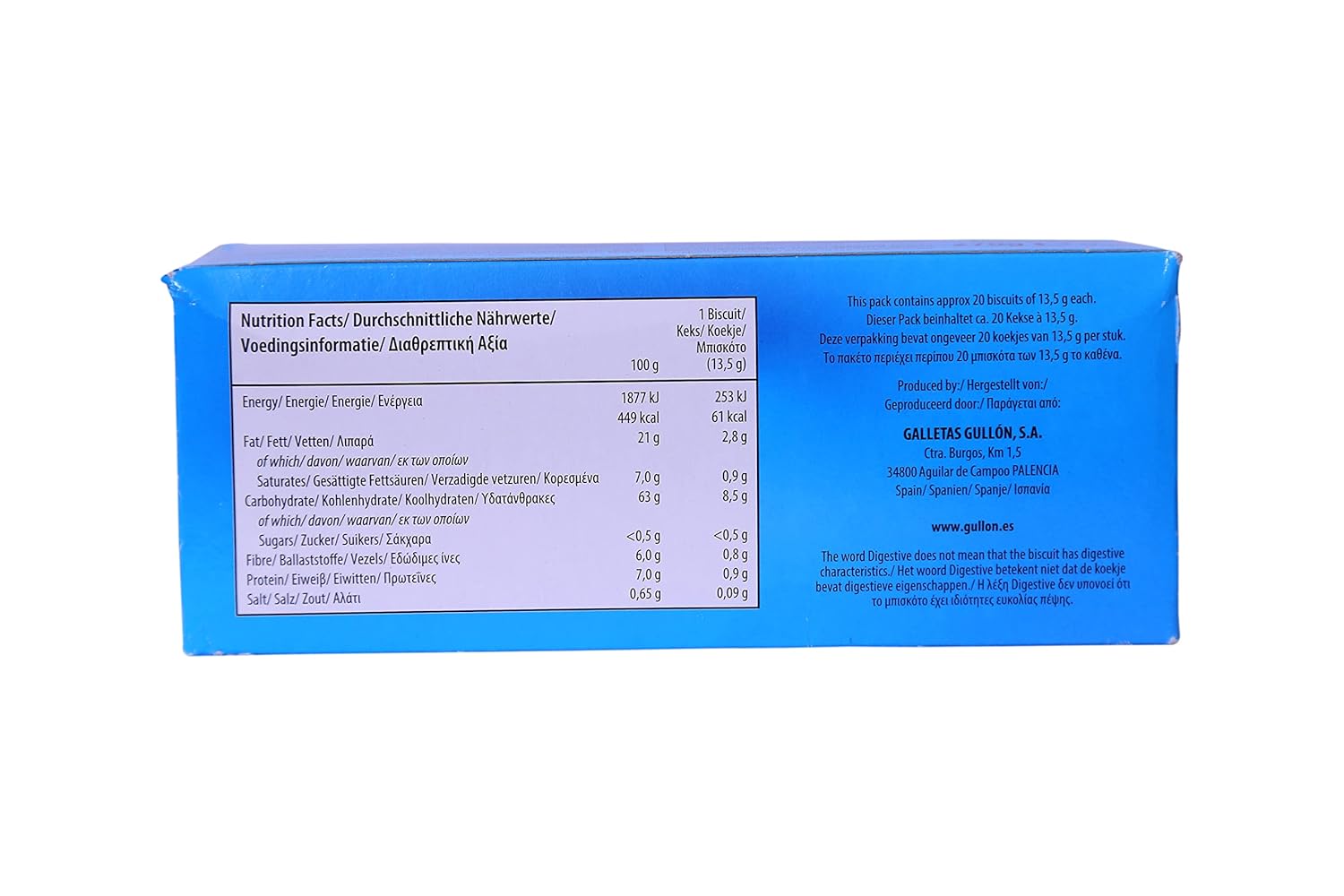 Gullon Galletas digestivas de chocolate sin azúcar, 9.52 oz