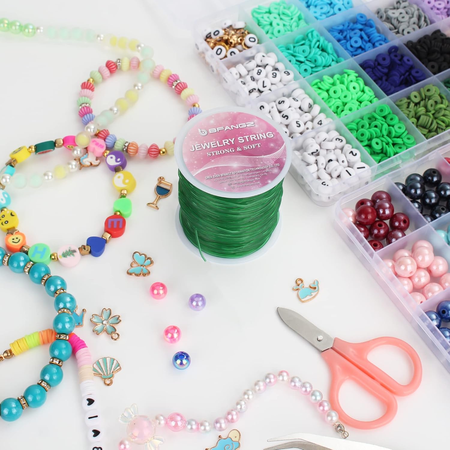 BFANGZ Cuerda elástica de 0.031 in para hacer joyas, cuerda elástica de cristal elástica, cuerda elástica de cuentas para pulseras, collares, joyas