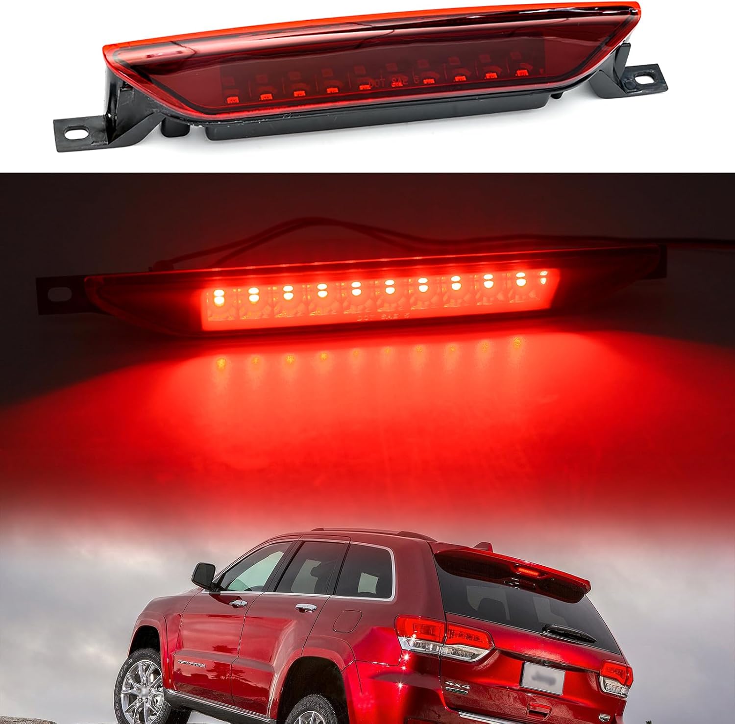 NSLUMO Tercera luz de freno LED de repuesto para J-eep Grand Cherokee WK2 2011-2022 LED 3er centro de frenos Lámpara de parada de montaje alto Lente
