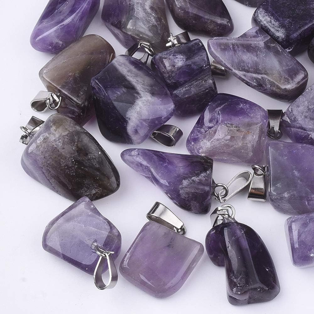 DanLingJewelry Colgantes de chakra reiki de punto curativo natural para collares, aretes, pulseras, joyería, Acero inoxidable