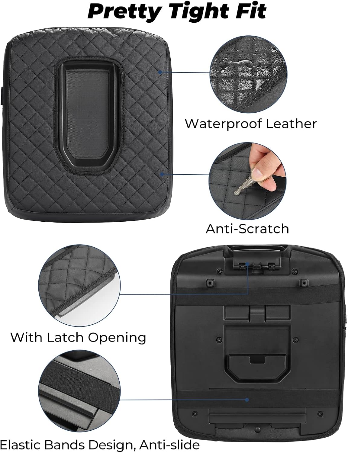 ISSYAUTO Funda de consola central compatible con Silverado Sierra Jump Seat 2019-2024 Funda de cuero para reposabrazos