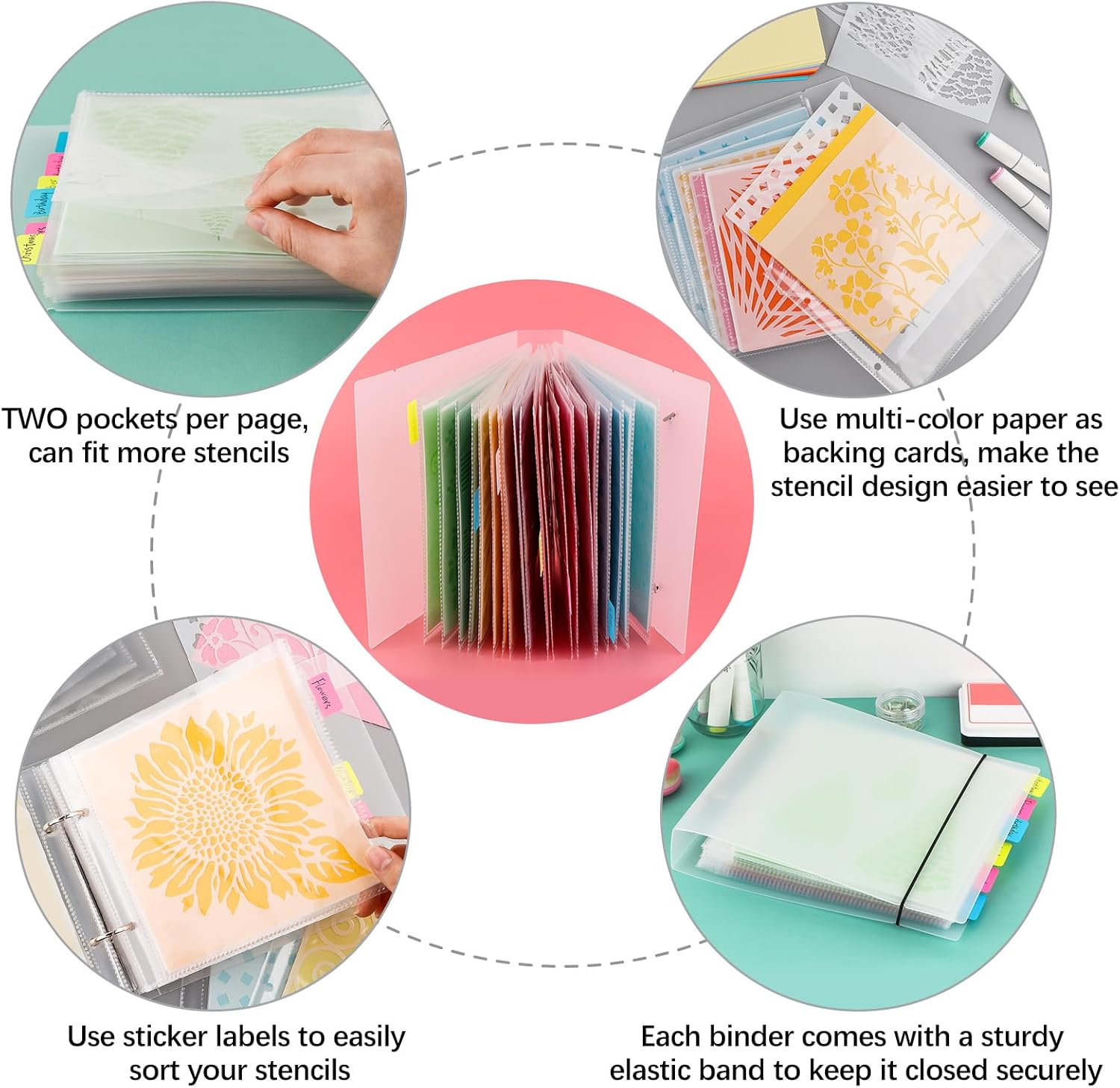 Carpeta de almacenamiento para plantillas de galletas para almacenamiento de plantillas de 6 x 6 pulgadas, troquelados, álbumes de recortes, sello