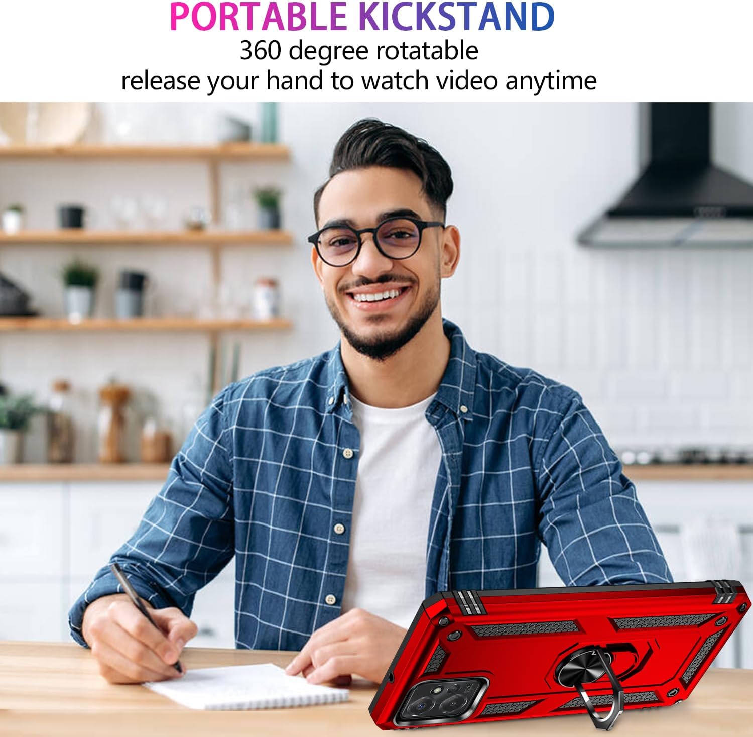 Funda para Moto G Power 5G 2023 con 2 protectores de pantalla de vidrio templado, grado militar, funda protectora resistente con anillo magnético
