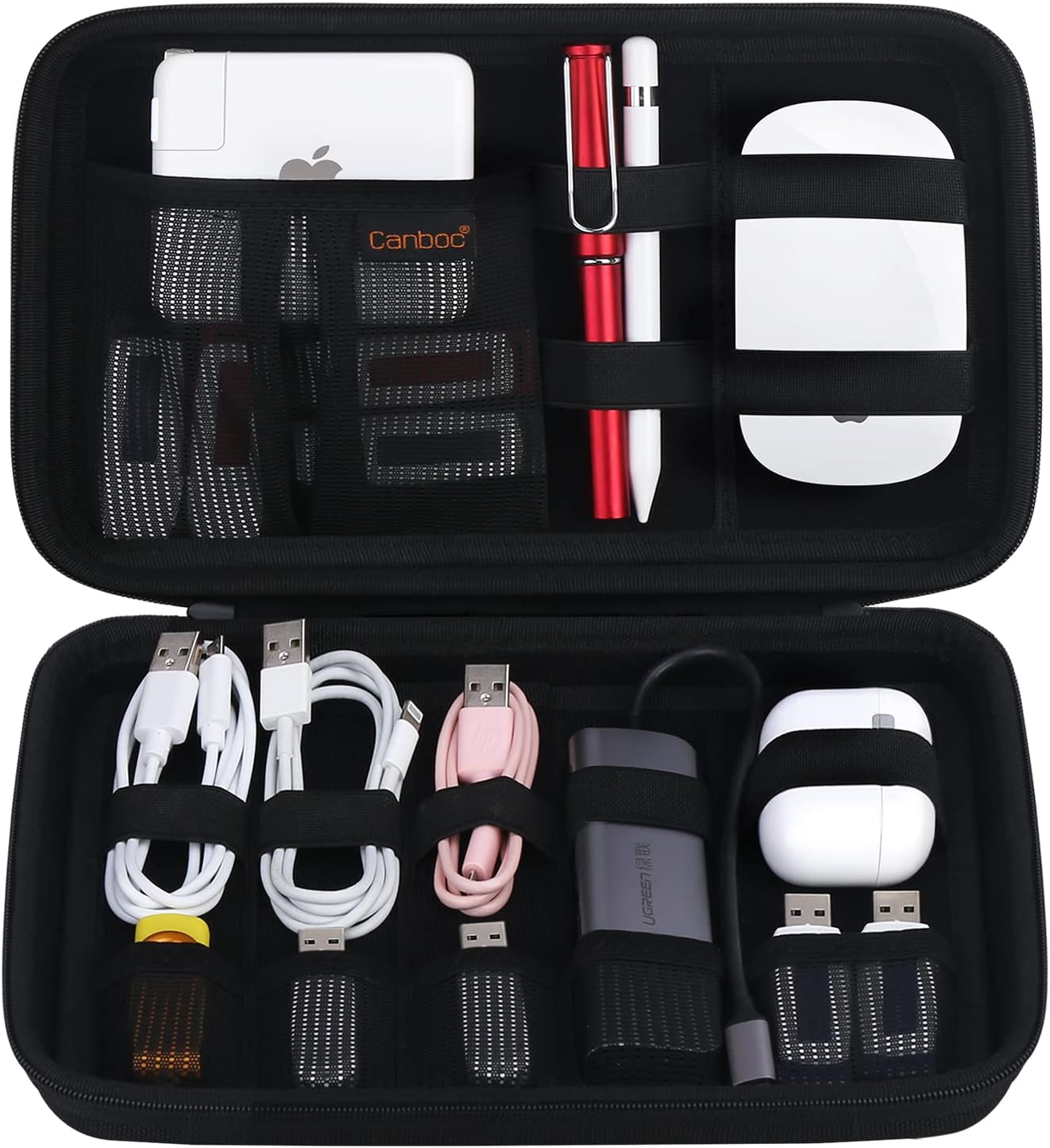 Canboc Organizador de electrónica portátil duro, bolsa organizadora de cables de viaje, funda de accesorios electrónicos para cables, cable,