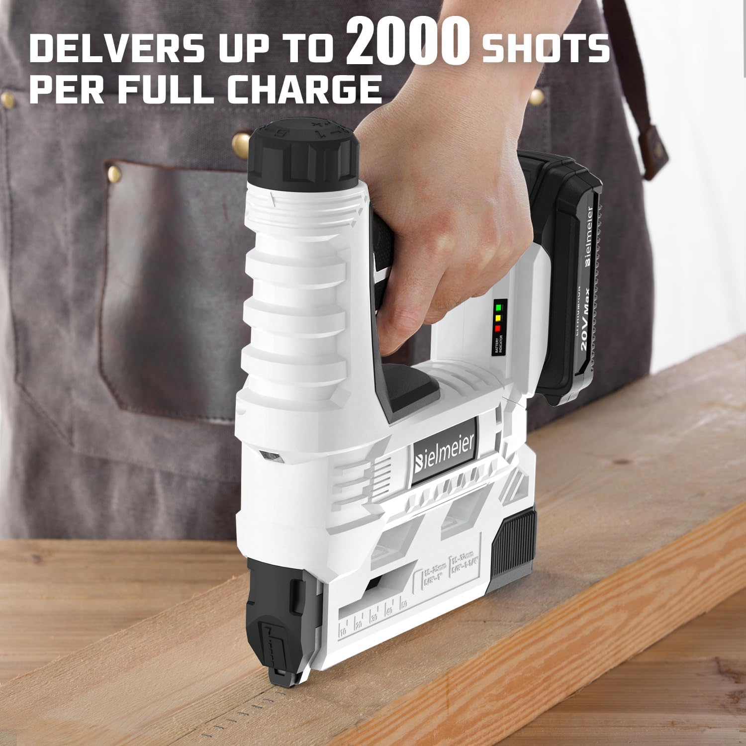 Bielmeier Clavadora inalámbrica de 20 V, pistola de clavos de calibre 18 2 en 1 alimentada por batería, pistola de grapas eléctrica para tapicería,