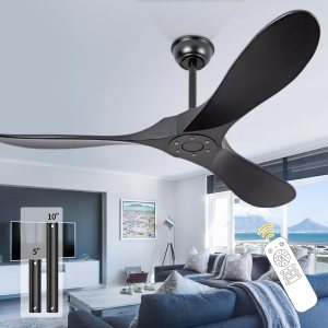 Ceversa Ventilador de techo con luces y control remoto, sin luces, 3 aspas de madera de 52 pulgadas, ventiladores de techo para interiores y Ceversa Ventilador de techo con luces y control remoto, sin luces, 3 aspas de madera de 52 pulgadas, ventiladores de techo para interiores y