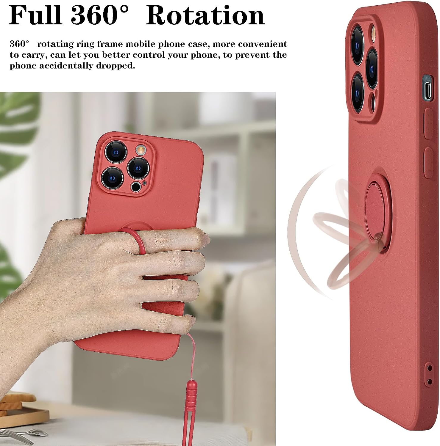 Uioeua – Funda compatible con iPhone 12 Pro Max con soporte de anillo magnético para automóvil, funda suave de microfibra de silicona líquida de