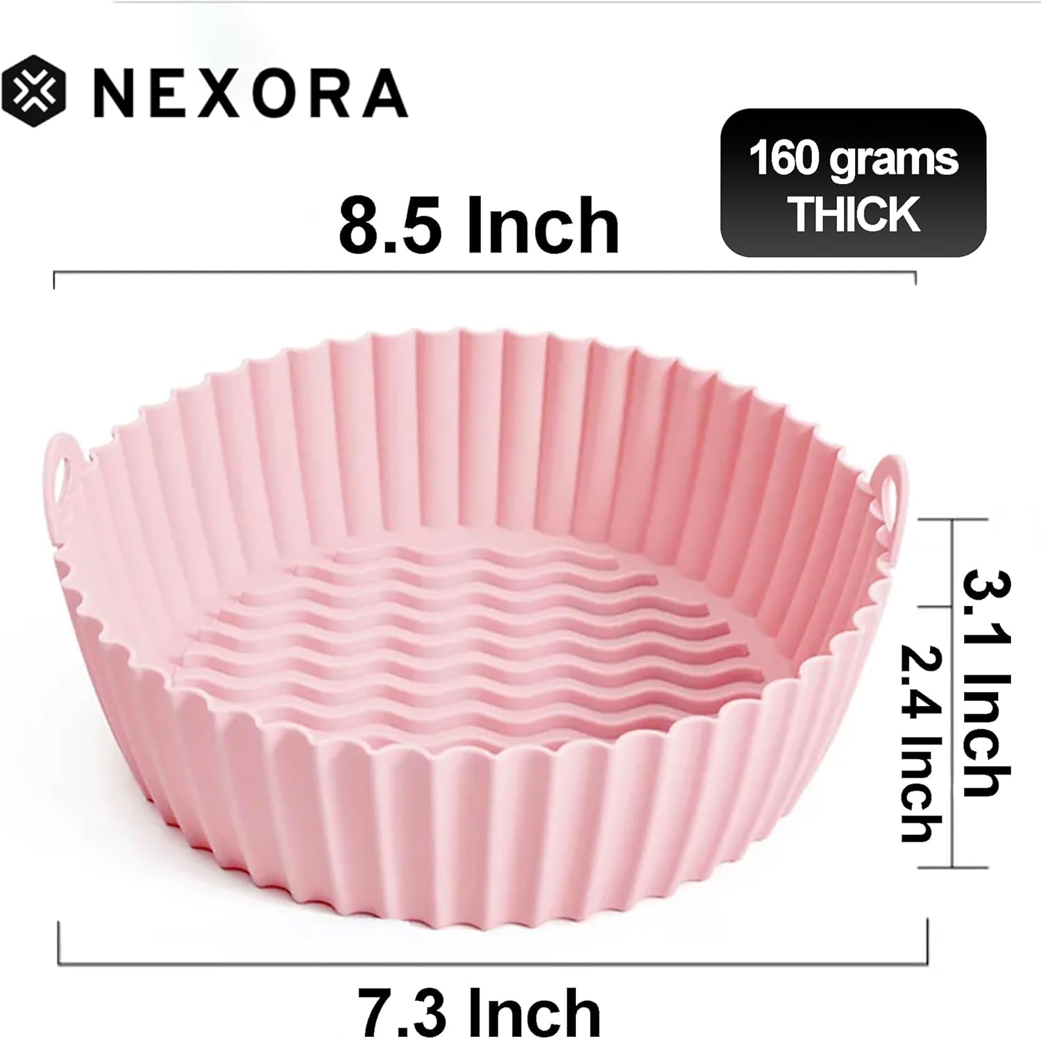 Paquete de 2 forros de silicona de 8.5 pulgadas para freidora de aire, cesta de silicona reutilizable resistente al calor, fácil limpieza, freidora
