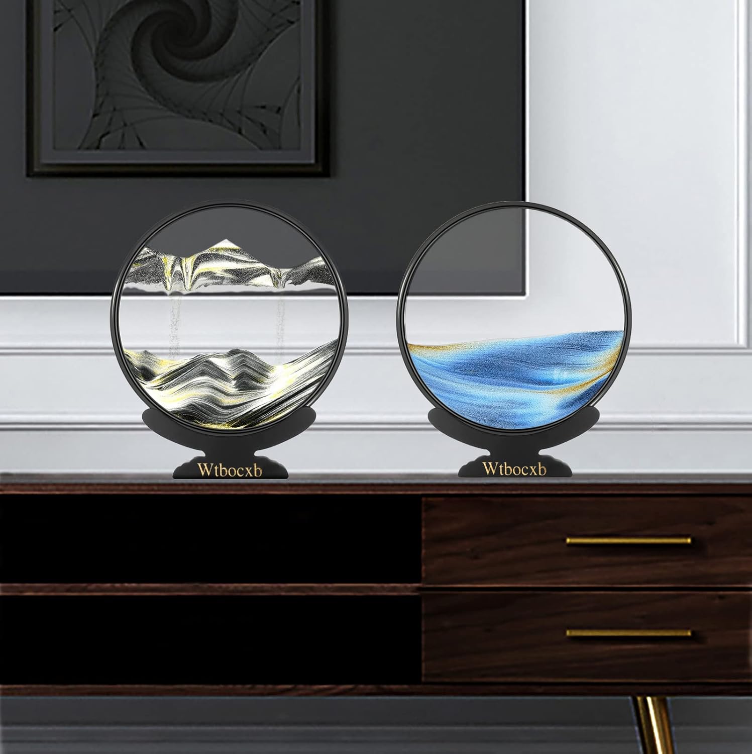 Imagen artística de arena en movimiento, movimiento líquido, 14 pulgadas, decoración del hogar, grande, dinámica, 3D, arena de mar profundo, adornos