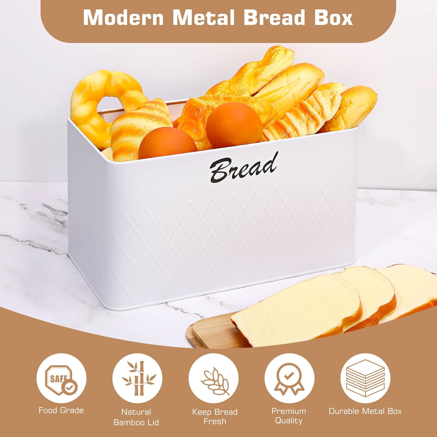 Panera y bolsas de pan con lazos, 100 piezas para encimera de cocina, contenedor de almacenamiento de pan para pan casero, bolsas de pan
