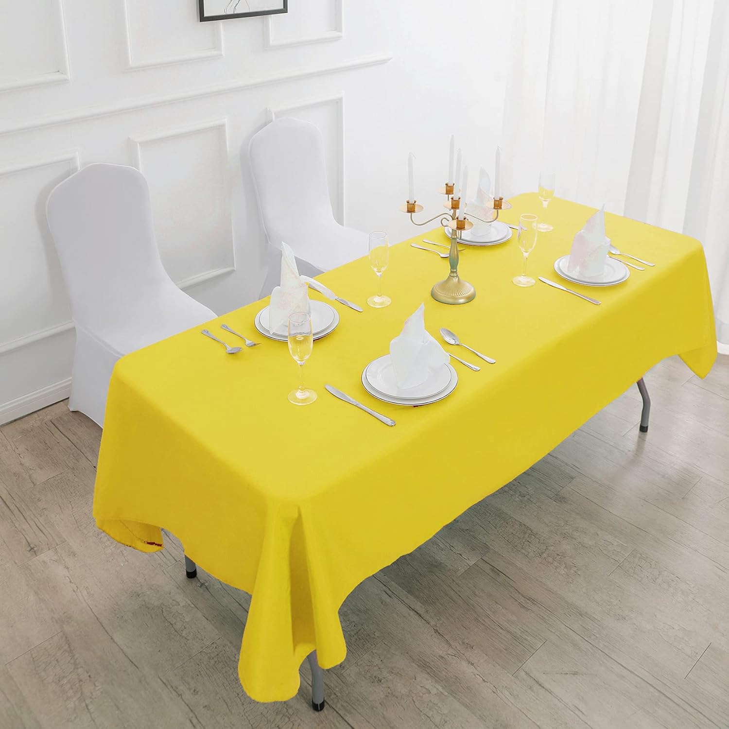 Mantel rectangular de tela de poliéster lavable de 60 x 84 pulgadas, para decoración de bodas, fiestas, comedores, banquetes (60 x 84 pulgadas,