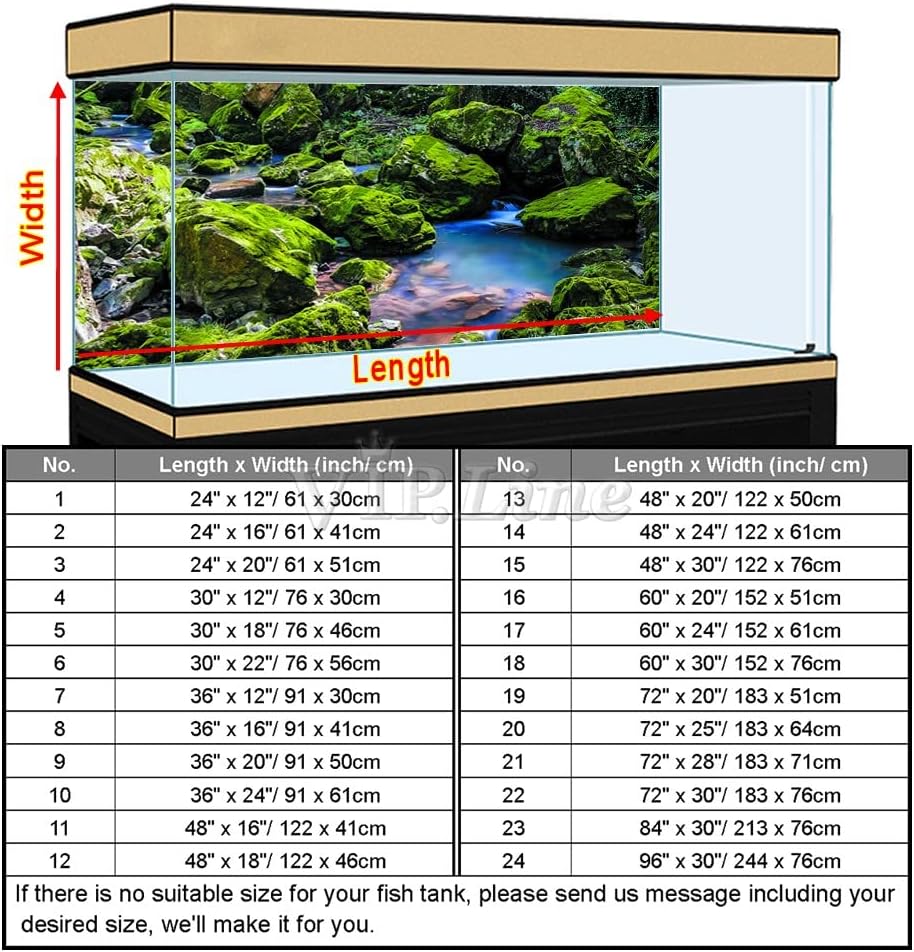 Póster de fondo de acuario de piedra de musgo verde con fondo de acuario, decoración de fondo de pecera (72 x 20 pulgadas72.0 x 20.1 in)