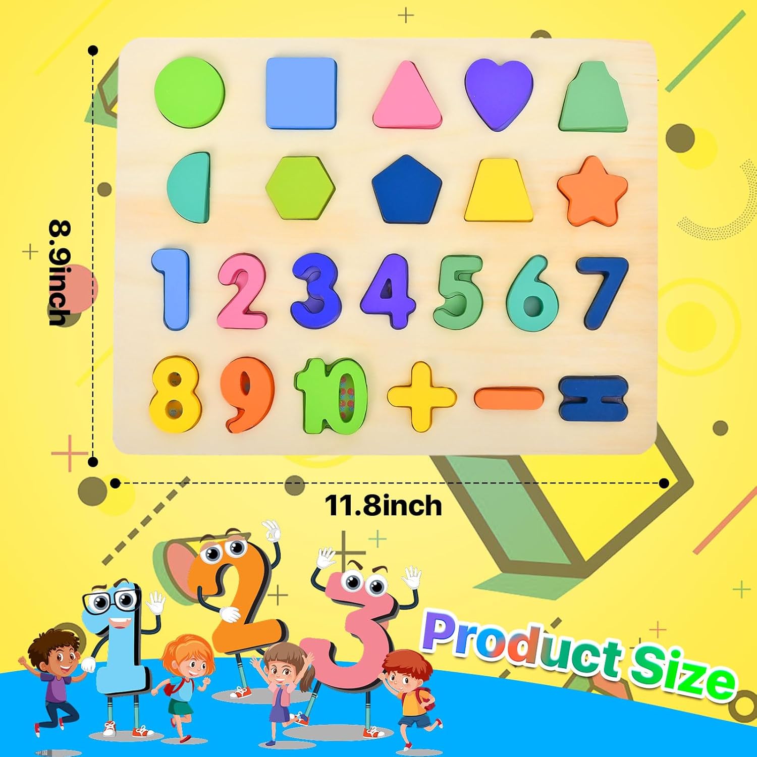 CHESLICR Rompecabezas de números de madera para niños pequeños de 1, 2, 3, 4 y 5 años, juguetes de bloques de números del alfabeto de aprendizaje