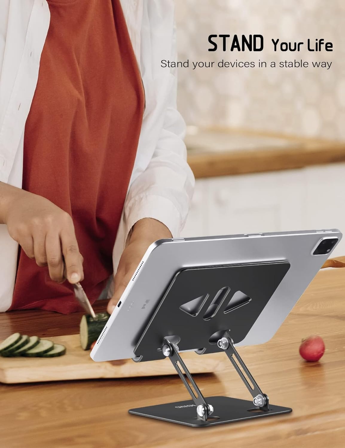 Soporte para tablet para escritorio, soporte ajustable para tablet de escritorio, soporte plegable de aluminio para iPad Pro 12.9, iPad Air Mini,