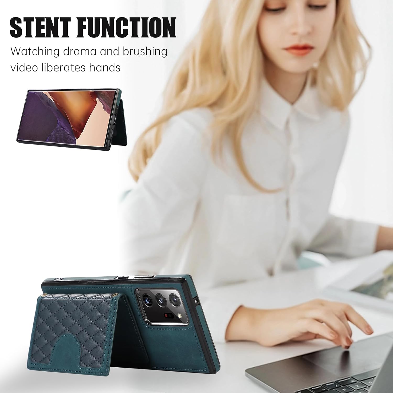 Asuwish Funda para teléfono Samsung Galaxy Note 20 Ultra 5G con protector de pantalla de vidrio templado, correa cruzada, tarjetero para celular