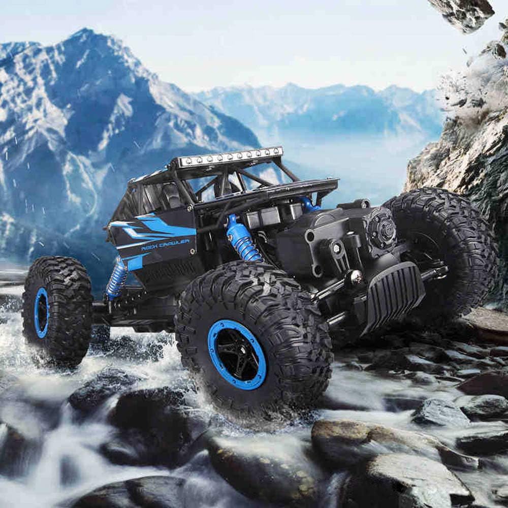 SZJJX Camión monstruo de 2.4Ghz 4WD todo terreno RC Rock Crawler con 2 baterías, auto a control remoto para niños y niños, azul