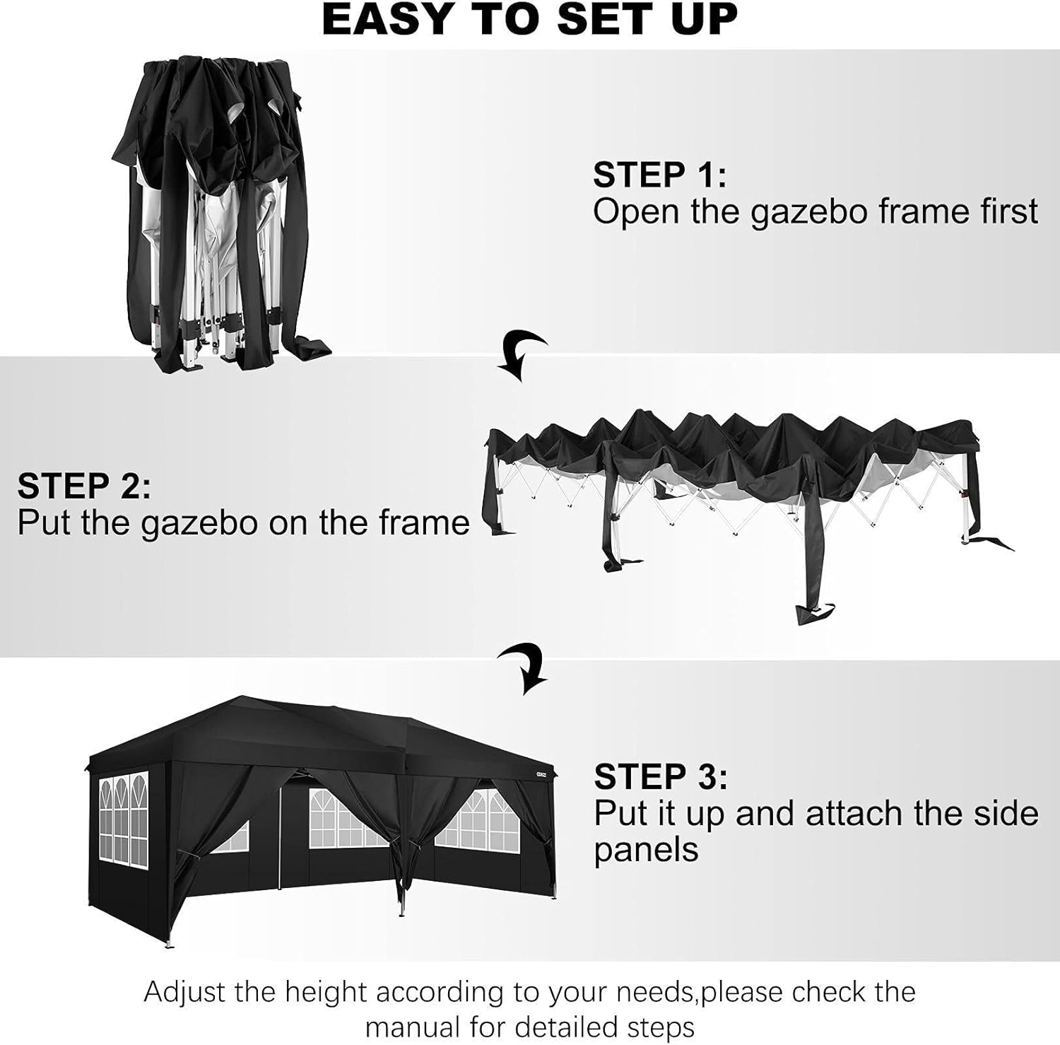 COBIZI Tienda de campaña desplegable de 10 x 20 pulgadas, impermeable, refugio instantáneo comercial, para exteriores, carpa para fiestas, con bolsa