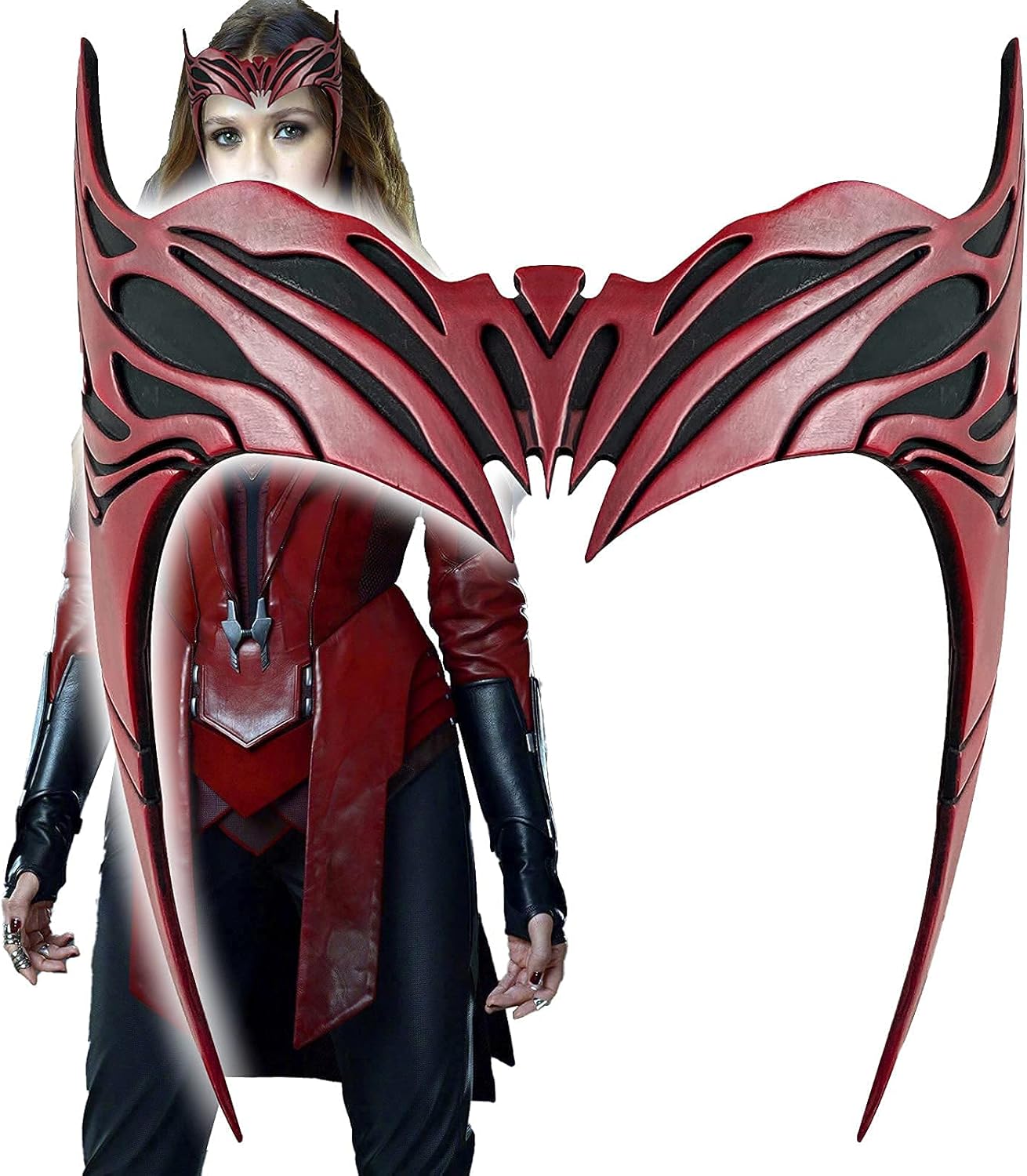 Corona Wanda con cuernos, máscara de supervillano, casco dorado, accesorios de cosplay para mascarada (tocado Wanda)