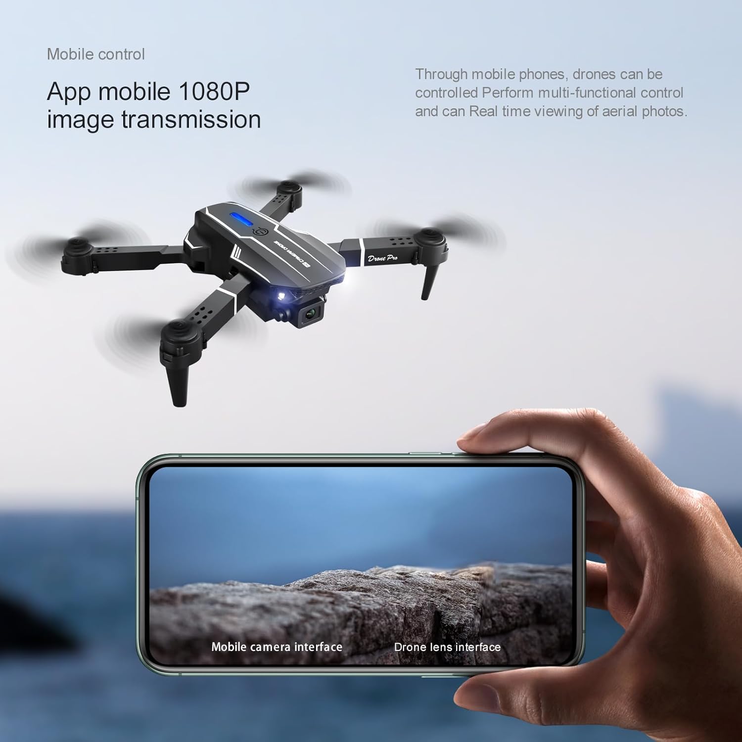 ZnLyrion Mini dron con cámara dual 1080P HD para principiantes aficionados, FPV, duración de batería extendida, modos de vuelo versátiles, diseño
