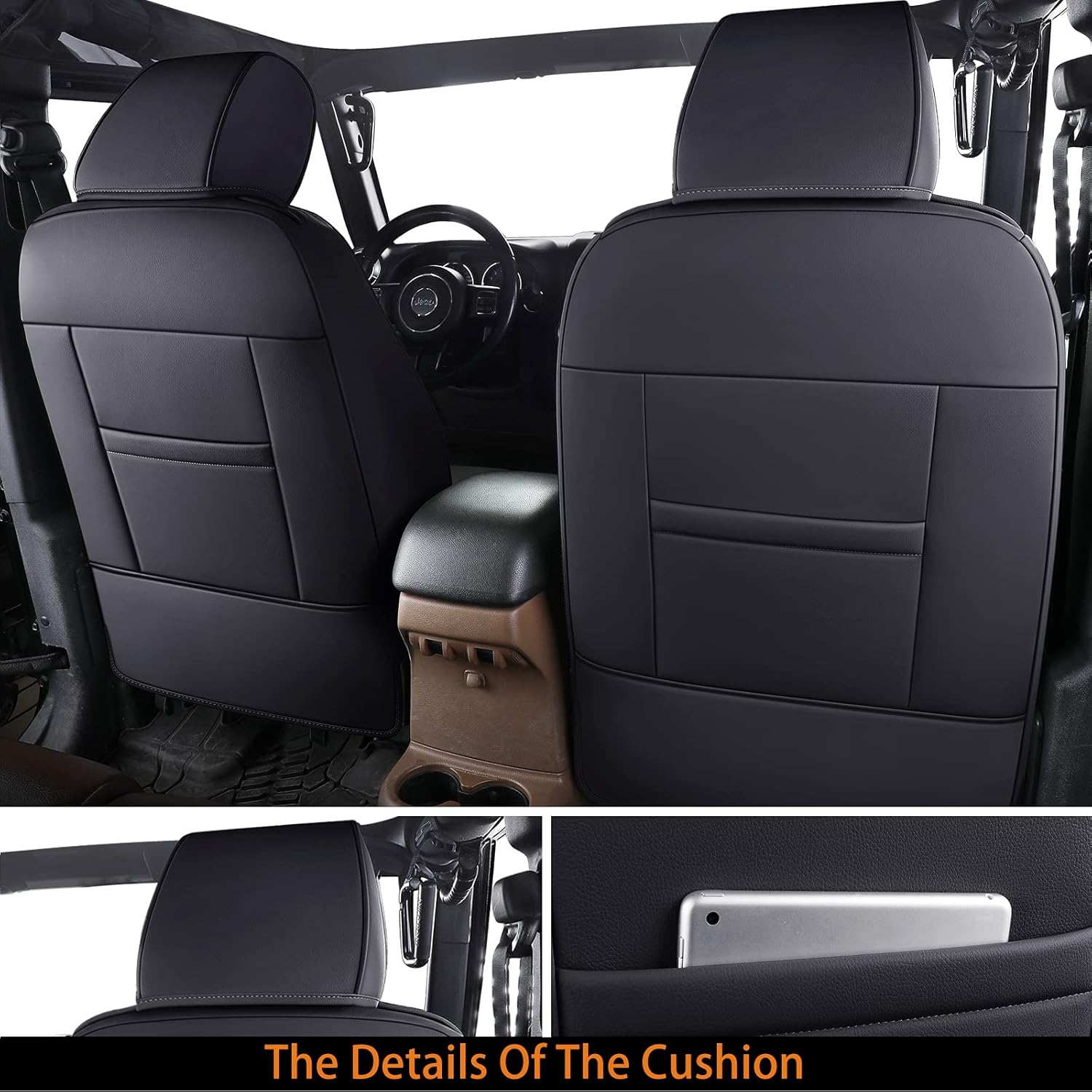 Coverado Jeep Wrangler JK JL – Juego completo de fundas de asiento de automóvil de 4 puertas, fundas impermeables para asientos de automóvil, ajuste