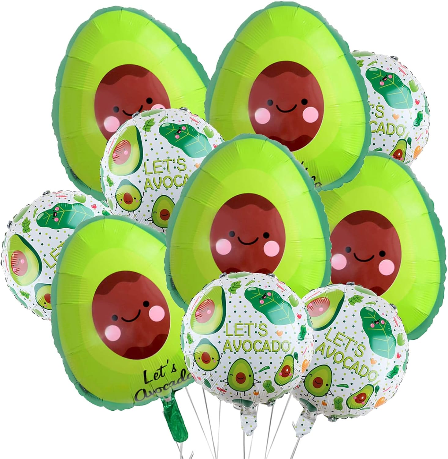 10 globos de aguacate, globos de papel de aluminio de frutas, globos hawaianos de fiesta Luau para cumpleaños, baby shower, boda, verano, aguacate,