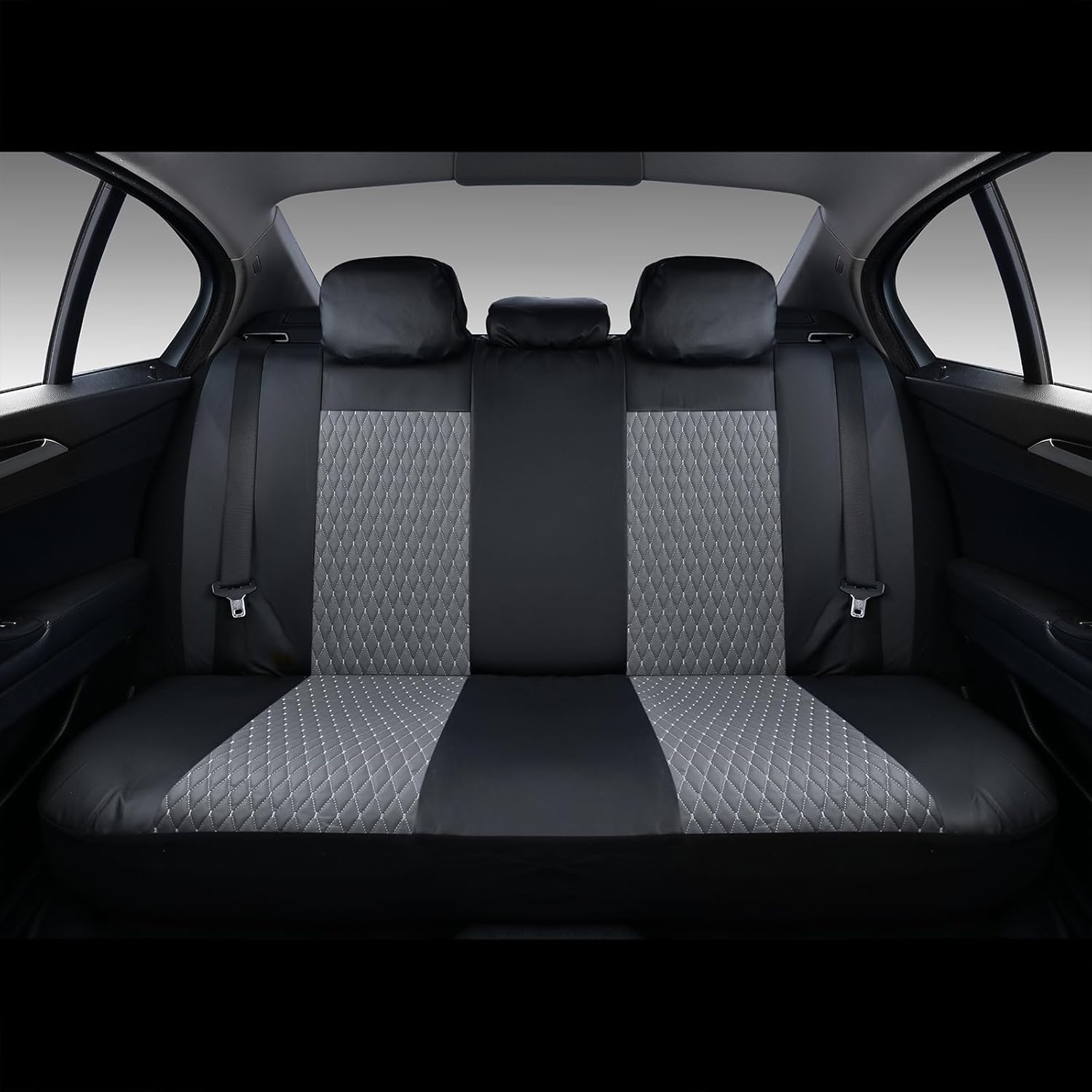 Coverado Juego completo de fundas de asiento de automóvil, 11 fundas universales de asiento para automóviles, cojines de asiento de automóvil de