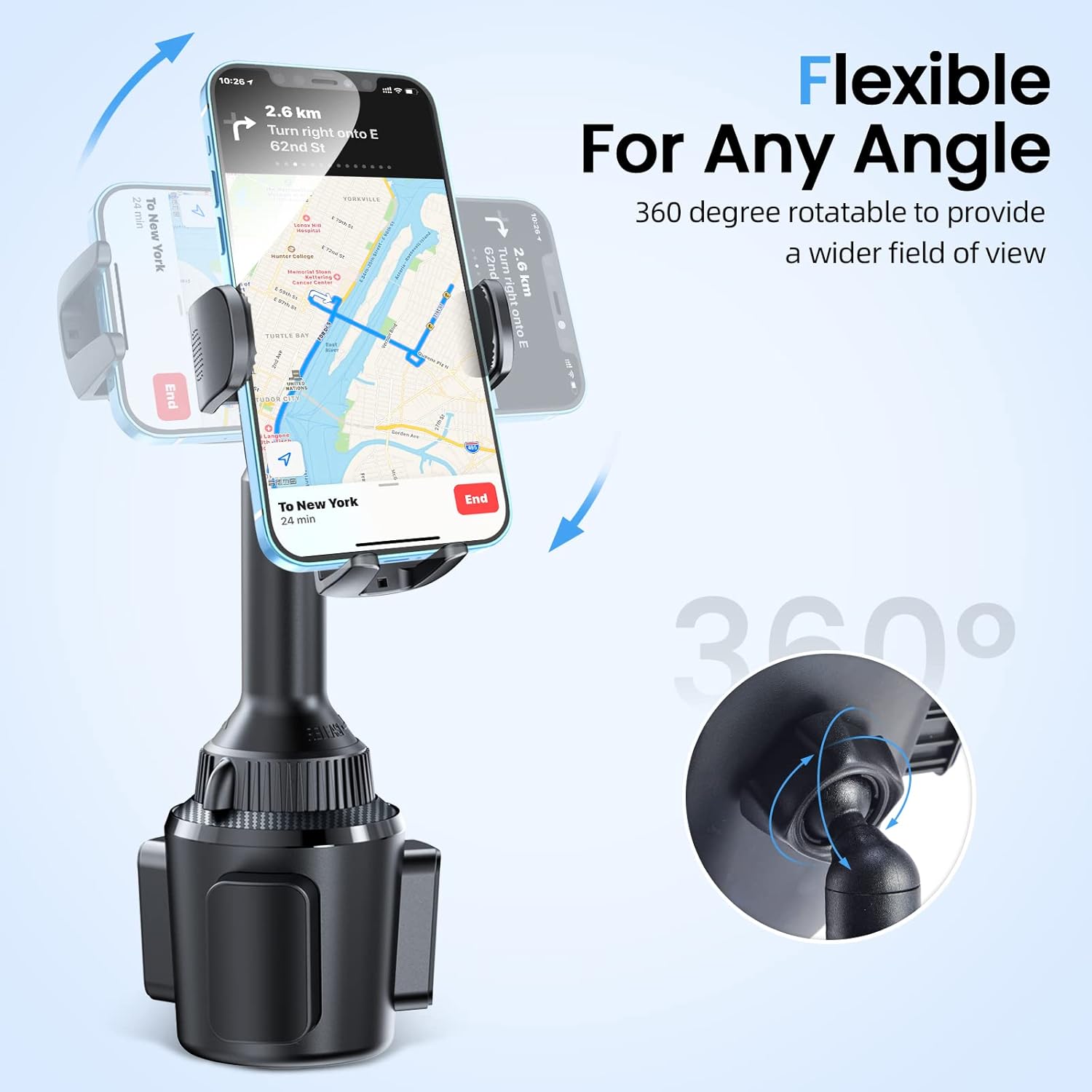 Portavasos Soporte de teléfono Cargador de coche inalámbrico de 15 W Qi de carga rápida Portavasos ajustable Soporte de teléfono para coche con
