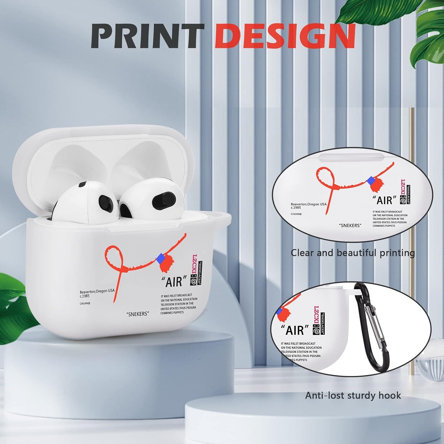 Funda para AirPods 3 con llavero de zapatos deportivos de marca creativa pintada suave compatible con AirPods de tercera generación (blanco)