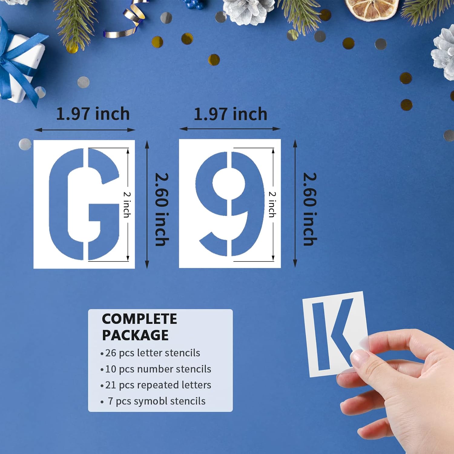 Plantillas de letras para pintar reutilizables plantillas pequeñas de plástico para pintura en aerosol de 2 pulgadas para madera, pared, 64 unidades