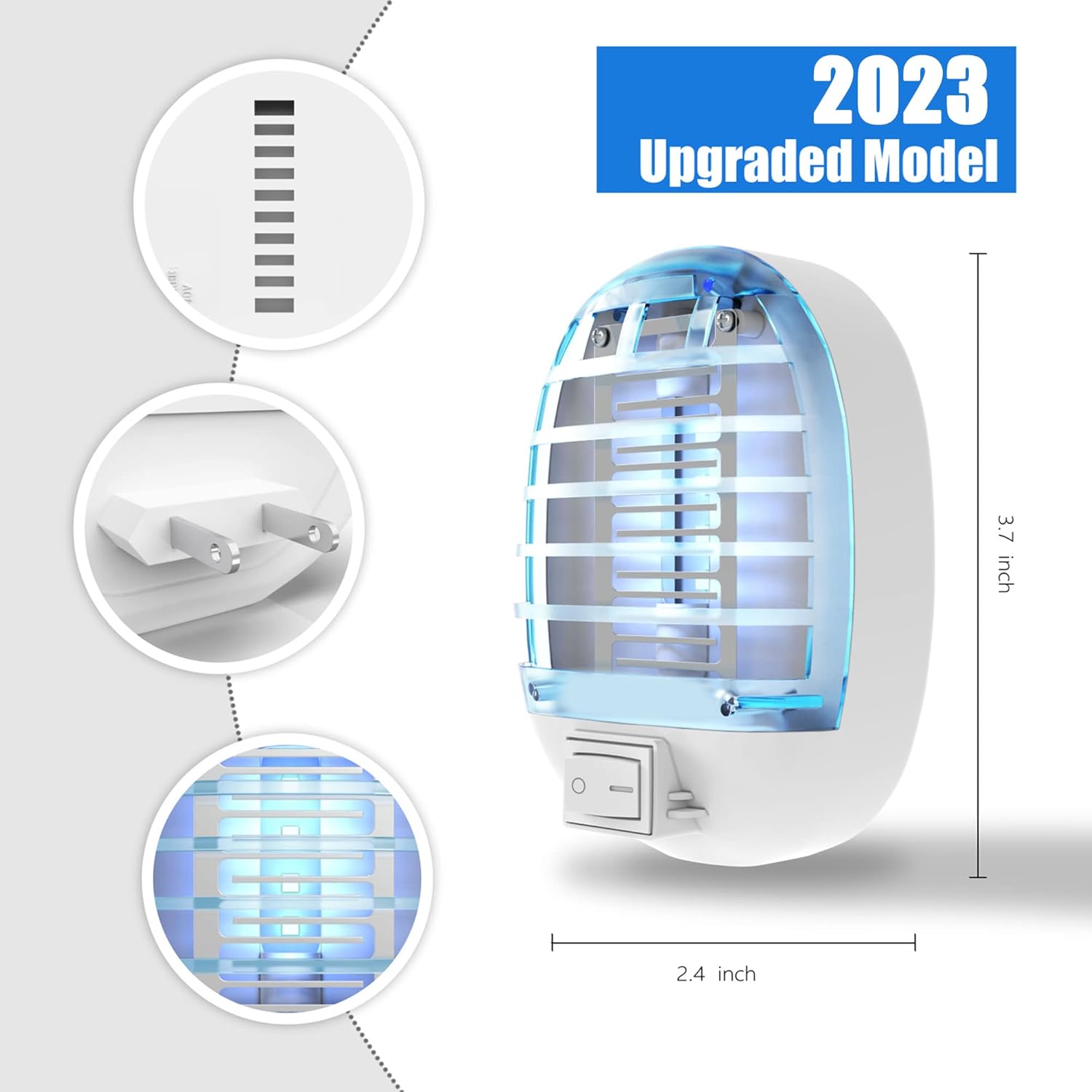Exterminador de insectos para interiores, trampa electrónica para moscas, mata mosquitos con luces azules para sala de estar, hogar, cocina,
